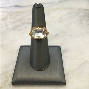 - Emerald Cut Diamond Simulant East West Cocktail Ring